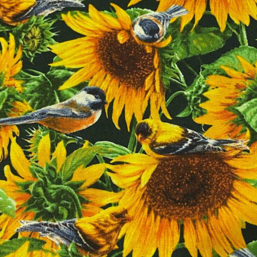 NEW Fabric BTY Cotton Wild Wings Rosemary Millette David Textiles Sunflower Bird